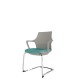 Light Grey Perforated Back Chair With Integrated Arms, Upholstered Seat And Chrome Cantilever Frame